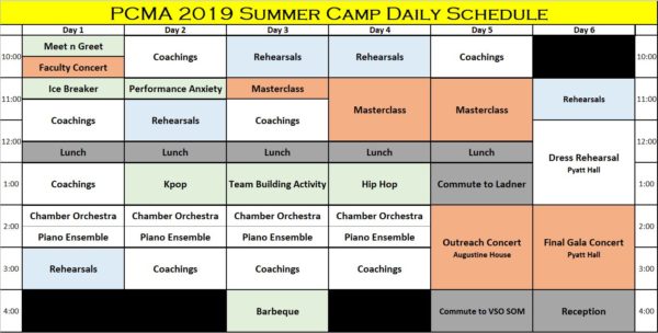 2019 Camp schedule – PCMA