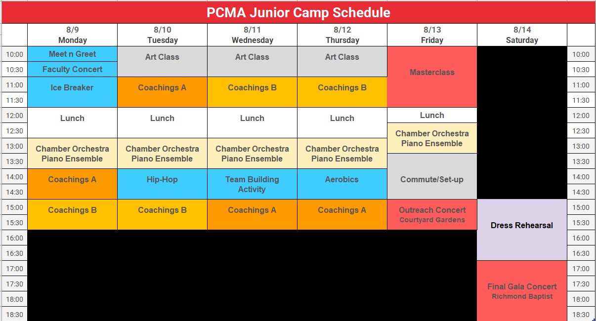 Camp Schedule – PCMA